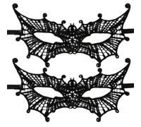 Confezione da 2 maschere in pizzo nero con pipistrello, maschere gotiche