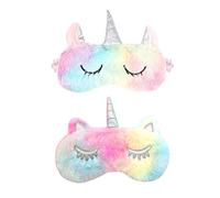 Confezione da 2 maschere per dormire, maschera per occhi di animali Maschera per occhi in peluche per cartoni animati Visiera traspirante da viaggio per donne e bambini
