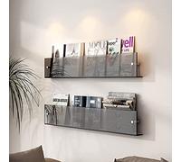 Confezione da 2 mensole galleggianti in acrilico trasparente, da parete, portariviste, elegante per bagno, libreria, ufficio, brochure, decorazione per la casa, libri e riviste