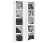 Confezione da 2 mensole verticali moderne per CD/DVD in truciolato, 21 x 16 x 93,5 cm, dal design elegante, per la casa o l'ufficio
