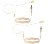Confezione da 2 microfoni con archetto singolo da 3,5 mm, testa con chiusura a vite, microfono a condensatore omnidirezionale per Sennheiser, lavoro per conferenze, teatro, spettacoli, beige