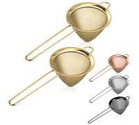 Confezione da 2 mini colini da tè in acciaio inox a maglia fine con manico antiscivolo, 8,9 cm, dimensioni ideali per filtrare tè e cocktail o setacciare farina, zucchero, spezie ed erbe aromatiche