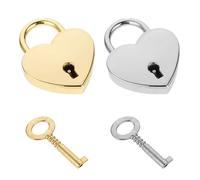 Confezione da 2 mini lucchetti a forma di cuore con chiave, piccoli lucchetti in metallo a forma di cuore, lucchetti per diari, color oro e argento, per collane, portagioie, lucchetti per libri