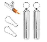 Confezione da 2 Mini Portasigarette in Alluminio, Portasigarette 12,5 × 2,5 cm con 2 Portachiavi, Sigarette Rotonde Portatili e Impermeabili per Uomo Donna per Viaggi Escursionismo Campeggio