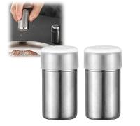 Confezione da 2 mini saliera e pepiera da 5 ml, in acciaio inox con coperchio ermetico, barattoli argentati per campeggio, picnic, cucina