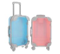Confezione da 2 mini trolley, contenitore per ciglia vuoto, da viaggio, per ciglia, mini trucco, portatile, per ciglia vuote, contenitore da viaggio, piccola valigetta in plastica,