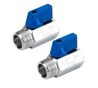 Confezione da 2 mini valvole a sfera da 1/2" - Valvola di intercettazione scarico filettata NPT maschio x femmina in acciaio inossidabile 304