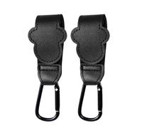 Confezione da 2 moschettoni multifunzione per passeggini, clip a molla in metallo resistente, leggeri e resistenti, per borse della spesa, borse, ombrelli (B, nero)