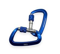 Confezione da 2 moschettoni resistenti da 12 kN, in alluminio, con anello a D, chiusura a vite per arrampicata, campeggio, escursionismo e attrezzatura da esterno (blu)