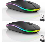 Confezione da 2 mouse wireless Bluetooth, LED Dual Mode ricaricabile, silenzioso, sottile, portatile, (BT5.2 + ricevitore USB), doppia modalità, per laptop, computer desktop, iPad, tablet, telefono,
