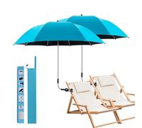 Confezione Da 2 Ombrelloni Per Sedia Con Morsetto Universale - Ombrellone Orientabile A 360° Con Protezione UPF50+ Per Sedie Da Spiaggia, Da Patio, A Rotelle, Da Campeggio E Golf Cart(Light Blue)