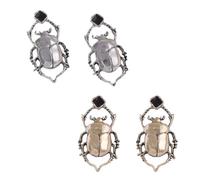 Confezione da 2 orecchini a goccia in argento e oro a forma di scarabeo, con cristalli neri, gioielli gotici da donna