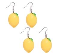 Confezione da 2 orecchini scintillanti a forma di limone 3D, gioielli da donna estivi e casual