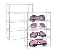 Confezione da 2 organizer per occhiali da sole in acrilico per occhiali da sole extra large, espositore per occhiali da sole con 4 cassetti, organizer per occhiali da sole, compatibile con Gucci