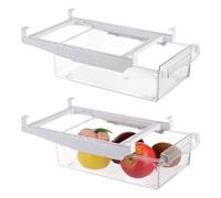 Confezione da 2 organizer regolabili per cassetti del frigorifero, contenitori trasparenti estraibili per frutta, verdura, frutti di mare, adatti a ripiani inferiori a 0,6 cm