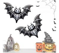 Confezione da 2 palloncini a pipistrello nero di Halloween, 150 cm, giganti palloncini in lamina di pipistrello, forniture per feste per la casa, per Halloween, giorno della morte, spettrale