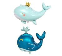Confezione Da 2 Palloncini Balena in Foglio Di Alluminio, Animali Marini Gonfiabili, Cartone Animato, Decorazioni Per Feste Al Mare