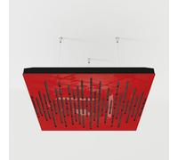 Confezione da 2 pannelli diffusori acustici per soffitto, con tessuto in velluto e kit di montaggio, 50 x 50 x 5 cm, pannello acustico a nuvola, trattamento acustico domestico [Wave, plastica rossa,