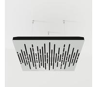 Confezione da 2 pannelli fonoassorbenti per soffitto con tessuto in velluto e kit di montaggio, 50 x 50 x 5 cm, pannello acustico a nuvola, trattamento acustico domestico [Wave, plastica bianca, nero]