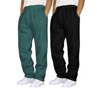 Confezione da 2 pantaloni da jogging da uomo a gamba dritta, pantaloni da passeggio con orlo aperto, pantaloni sportivi con elastico in vita, pantaloni da lavoro larghi da palestra, abbigliamento