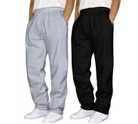 Confezione da 2 pantaloni da jogging da uomo a gamba dritta, pantaloni da passeggio con orlo aperto, pantaloni sportivi con elastico in vita, pantaloni da lavoro larghi da palestra, abbigliamento
