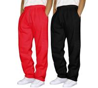 Confezione da 2 pantaloni da jogging da uomo a gamba dritta, pantaloni da passeggio con orlo aperto, pantaloni sportivi con elastico in vita, pantaloni da lavoro larghi da palestra, abbigliamento