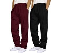 Confezione da 2 pantaloni da jogging da uomo a gamba dritta, pantaloni da passeggio con orlo aperto, pantaloni sportivi con elastico in vita, pantaloni da lavoro larghi da palestra, abbigliamento