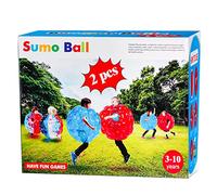 Confezione da 2 paracolpi per bambini, palla rimbalzante per bambini, palline di sumo per bambini, per giochi di squadra all'aperto per bambini dai 3 ai 12 anni (60 cm, blu + rosso)