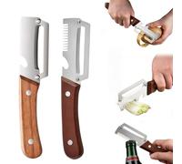 Confezione da 2 pelapatate 3 in 1, taglierina Julienne con manico | Gadget da cucina con lama larga in acciaio inossidabile, trituratore di scalogno for casa
