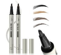 Confezione da 2 penne per sopracciglia e sopracciglia per microblading, con pennello angolato e immersione per creare facilmente capelli naturali come le sopracciglia, matita per trucco per