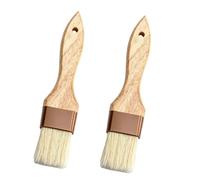 Confezione da 2 pennelli da pasticceria con setole di cinghiale naturali, manico in legno resistente al calore, per barbecue, cottura, burro, lavaggio uova, olio, salsa, marinata e impasto per pane