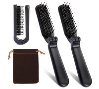 Confezione da 2 pennelli da viaggio pieghevoli portatili, per l'invio di un sacchetto di velluto, setole, pettine per capelli, spazzola antistatica, strumento per acconciatura portatile per donne e