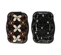 Confezione da 2 pettini elastici con perline di legno, facili da usare