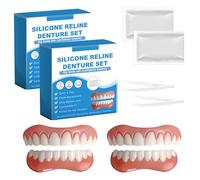 Confezione da 2 pezzi Kit di rivestimento in silicone per protesi dentarie,kit per protesi complete e riparazione faccette clip-on,per una calzata sicura e confortevole,facile da usare.