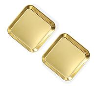 Confezione da 2 piatti piani in acciaio inossidabile, piatti in metallo ispessito per alimenti, piccoli vassoi quadrati per antipasti, biscotti, bistecca, dessert, insalata dentale (oro)
