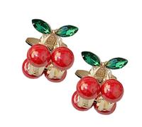 Confezione da 2 piccole ciliegie con strass, eleganti fermagli per capelli con impugnatura in metallo, per donne e bambini, da indossare tutti i giorni