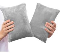 Confezione da 2 piccoli cuscini in memory foam, 28 x 17 cm, per viaggi, sonno, pisolino e collo, ginocchia, supporto lombare, piccoli cuscini per animali domestici e cani (grigio)