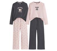 Confezione da 2 pigiami cotone, motivo orso e messaggio Rosa 10 anni - 138 cm