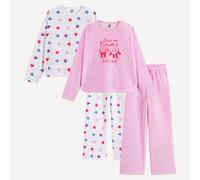 Confezione da 2 pigiami in velluto, cuori stampati Rosa 4 anni - 102 cm