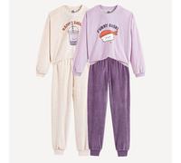 Confezione da 2 pigiami in velluto, motivi sushi e bubble tea Beige 8 anni - 126 cm