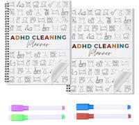 Confezione da 2 planner per le pulizie, programma di pulizia e lista di controllo, quaderno per la casa, attività di pulizia della famiglia