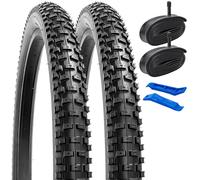 Confezione da 2 pneumatici per bici da 66 cm 26 x 2,30/56-559 più 2 camere d'aria da 26 pollici con valvola Schrader e 2 strisce per cerchione compatibili con pneumatici e camere d'aria da 26 x 2,3