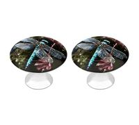 Confezione da 2 pomelli rotondi blu a forma di libellula da 2,8 cm, in acciaio inossidabile, per cassettiera, con viti, maniglie per porte, accessori da cucina, per bagno, armadio, porta armadio