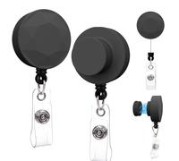 Confezione da 2 porta badge magnetici con forte magnete sul retro, clip retrattile per carte d'identità per infermieri, insegnanti, professionisti dell'ufficio (nero)