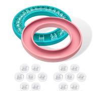 Confezione da 2 porta bobine rotonde blu e rosa e 24 porta bobine trasparenti per organizer e porta bolle, per macchine da cucire in metallo o plastica, strumenti da cucito