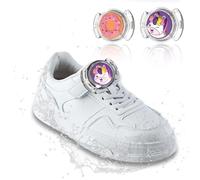 Confezione da 2 porta etichette impermeabili per lacci e cinghie per bambini, supporto per etichette nascoste per scarpe carine cartoni animati AirTag per bambini [unicorno e ciambelle]