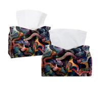 Confezione da 2 porta fazzoletti, motivo astratto a zig zag, rettangolare, porta tovaglioli per il viso, dispenser per camera da letto, bagno, ufficio, casa