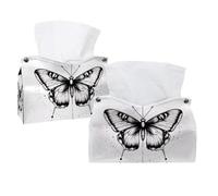 Confezione da 2 porta fazzoletti, motivo con farfalla astratta, rettangolare, porta tovaglioli per il viso, per camera da letto, bagno, ufficio, casa