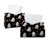 Confezione da 2 porta fazzoletti, motivo fantasmi di Halloween spettrali, rettangolare, dispenser per fazzoletti per il viso, per camera da letto, bagno, ufficio, casa