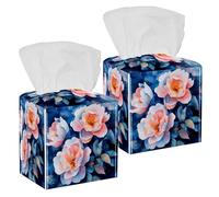 Confezione da 2 porta fazzoletti, porta fazzoletti per il viso, per pittura a fiori, per camera da letto, bagno, tavolo, ufficio, auto